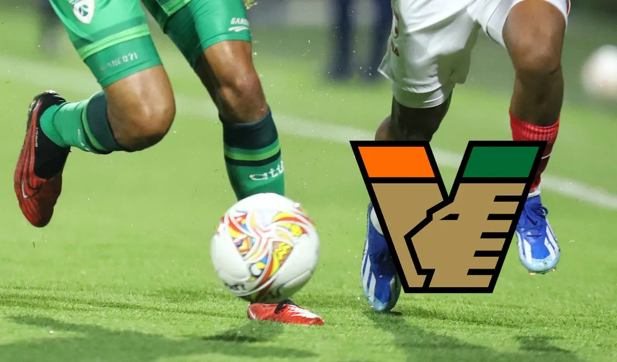 Jugadores de Santa Fe y La Equidad, y escudo de Venezia