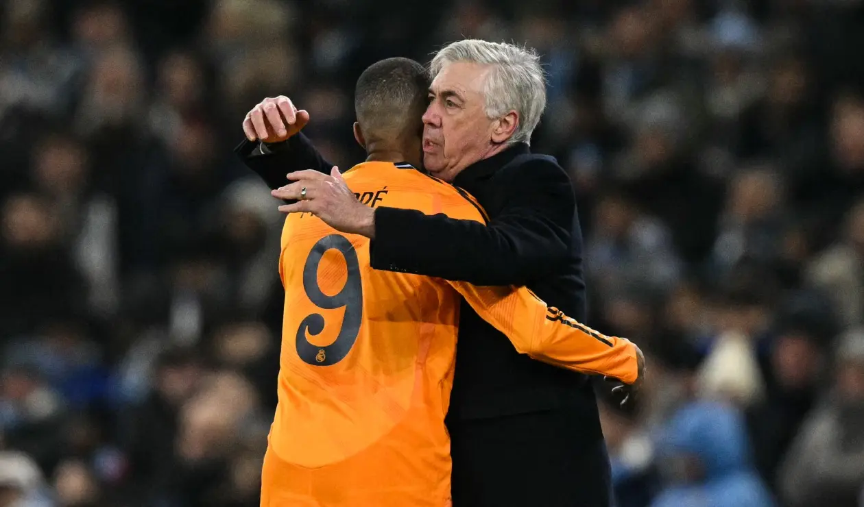 Carlo Ancelotti en el Real Madrid Vs Manchester City