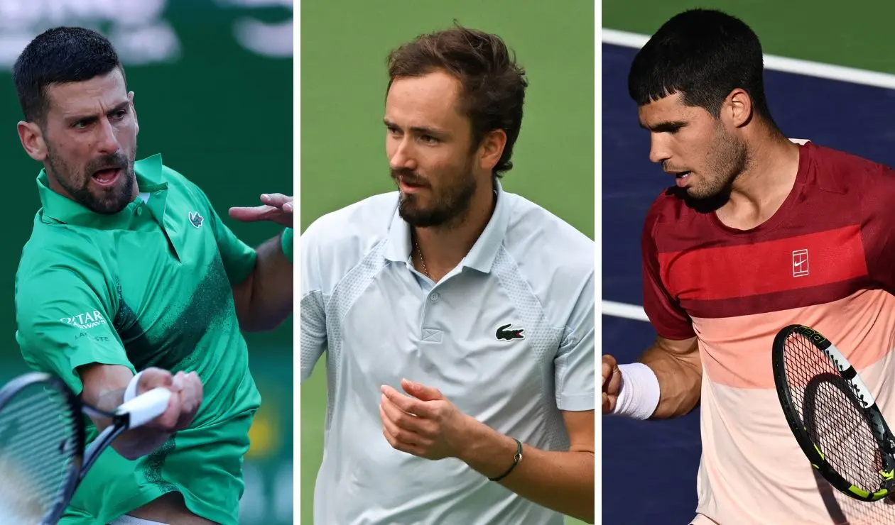Novak Djokovic, Medvedev y Carlos Alcaraz