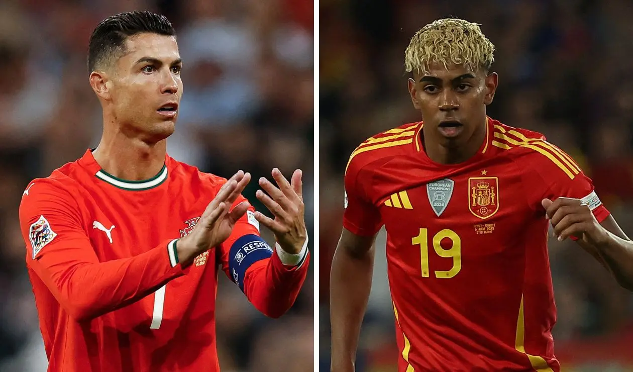Cristiano Ronaldo y Lamine Yamal