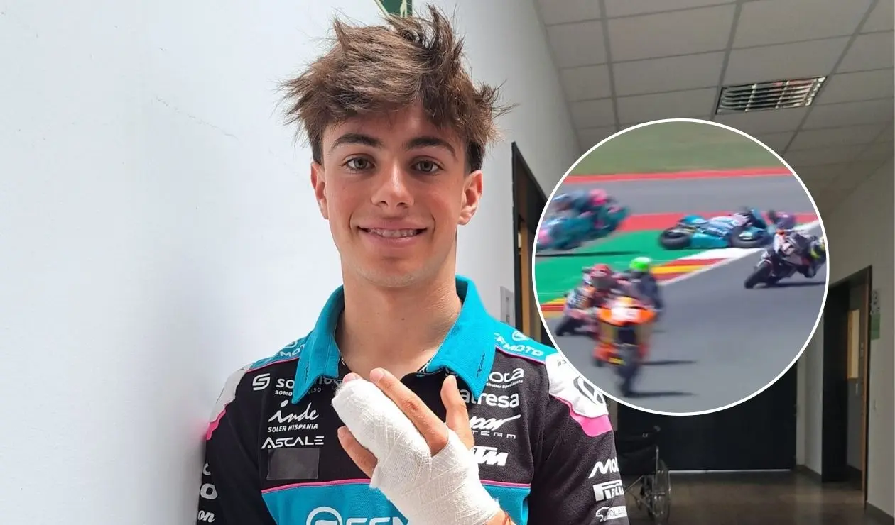 VIDEO: David Alonso fue estrellado por su compañero en el GP de Aragón