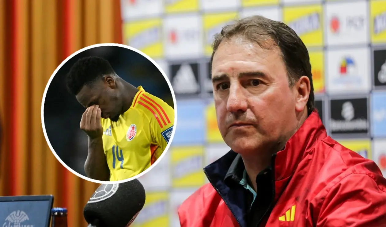 Jhon Durán y Néstor Lorenzo, jugador y entrenador de la Selección Colombia