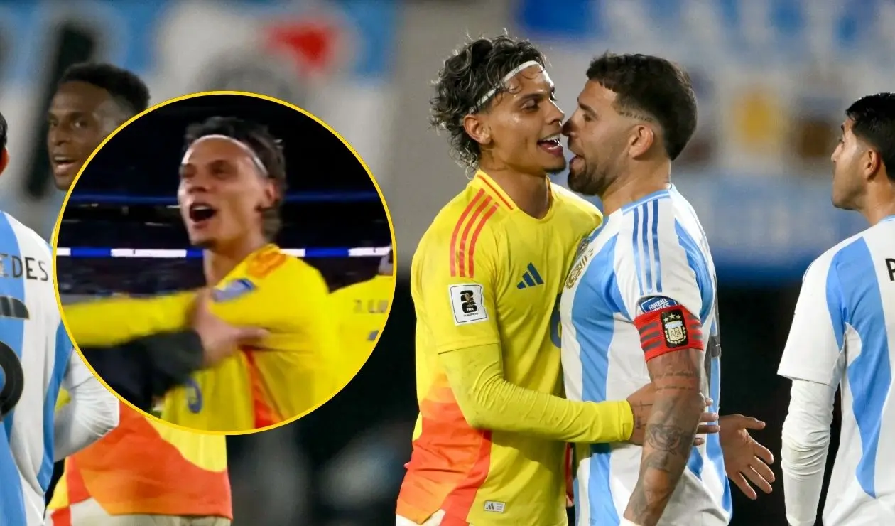 Pelea de Richard Ríos en Argentina vs Colombia