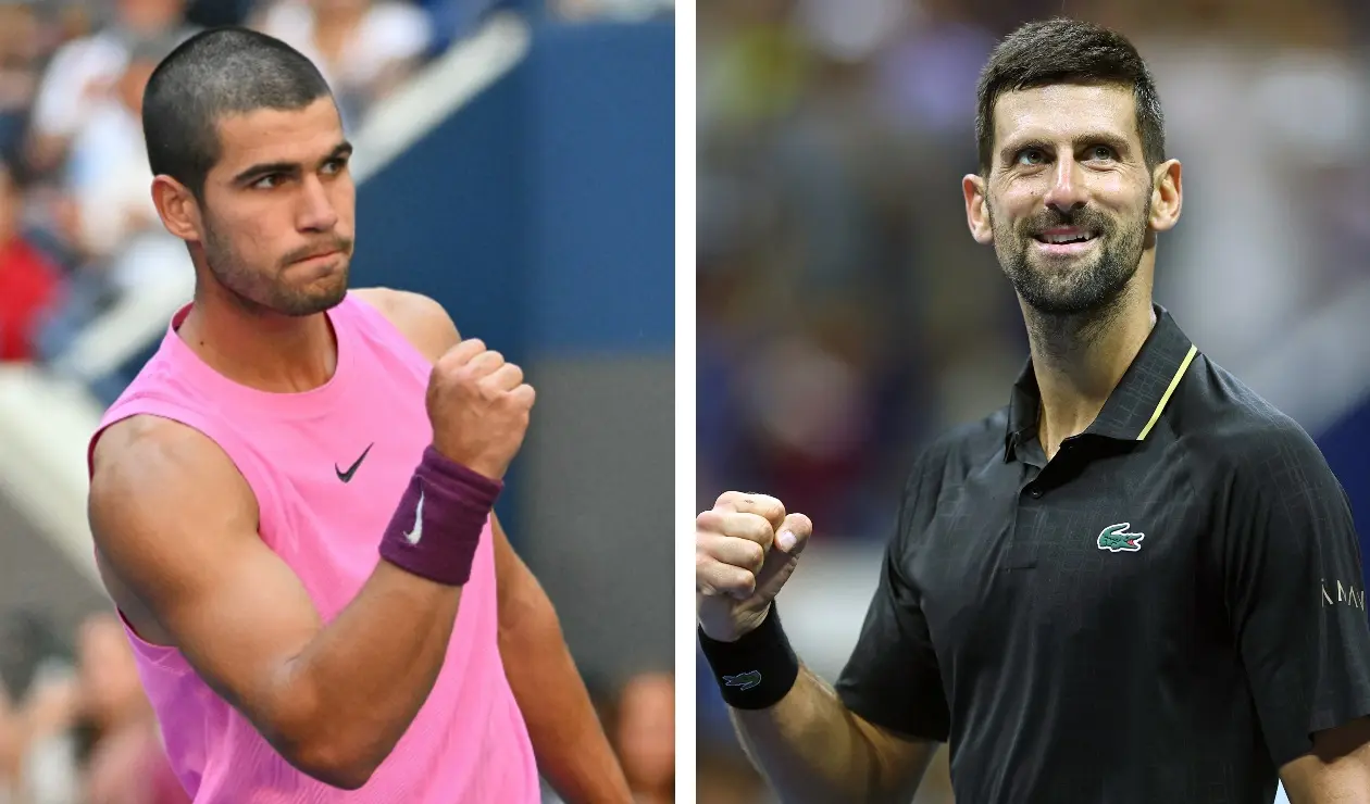 Carlos Alcaraz y Novak Djokovic, tenistas