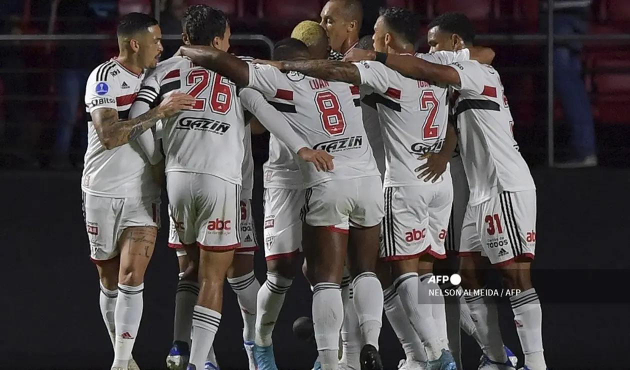 Sao Paulo en su partido ante Everton por Copa Sudamericana.