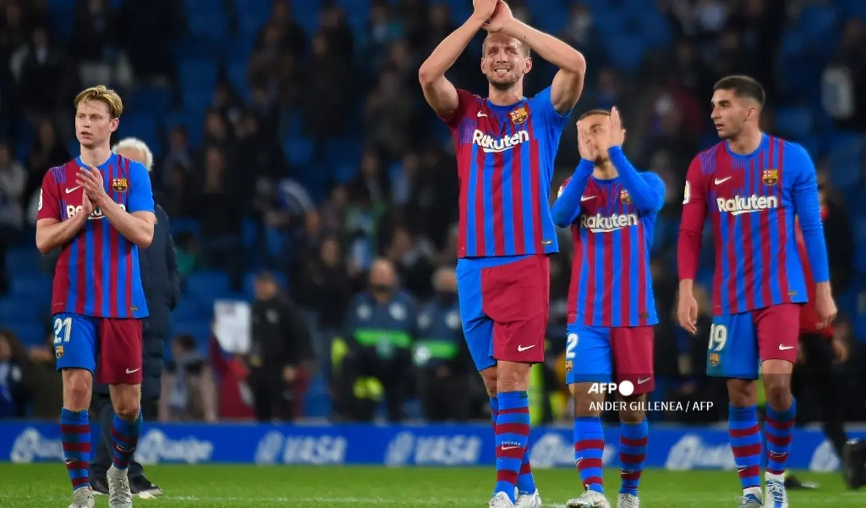 Actual uniforme del Barcelona en la Liga Santander 2022.