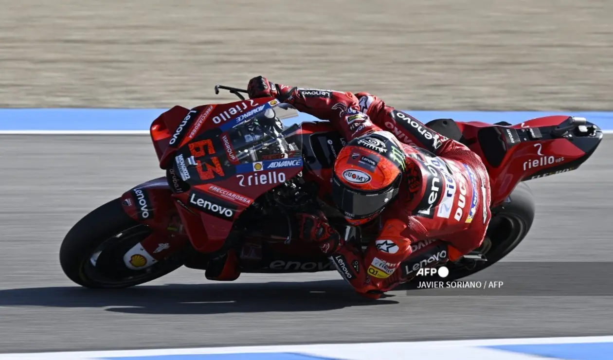 Francesco Bagnaia en los entrenamientos libres del Moto GP en España.