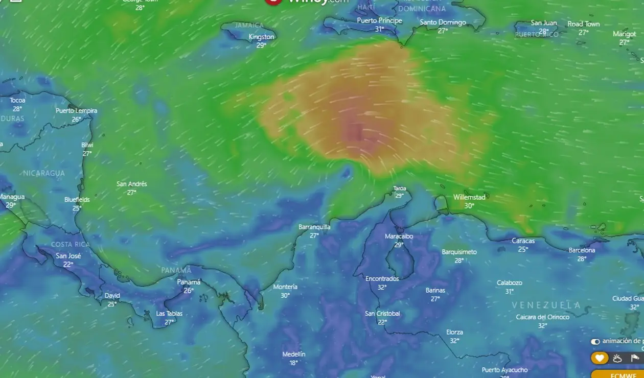 Así avanza la tormenta Julia hacia la isla de San Andrés