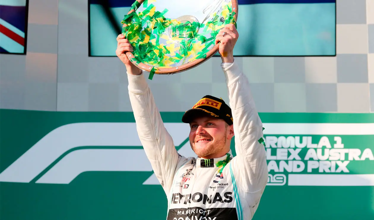 Valteri Bottas celebrando su victoria en el Gran Premio de Australia