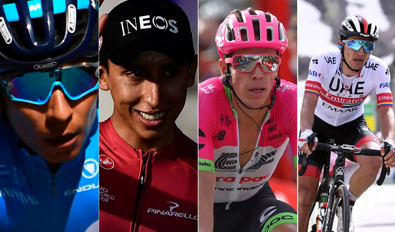 Nairo Quintana, Rigoberto Urán y Egan Bernal