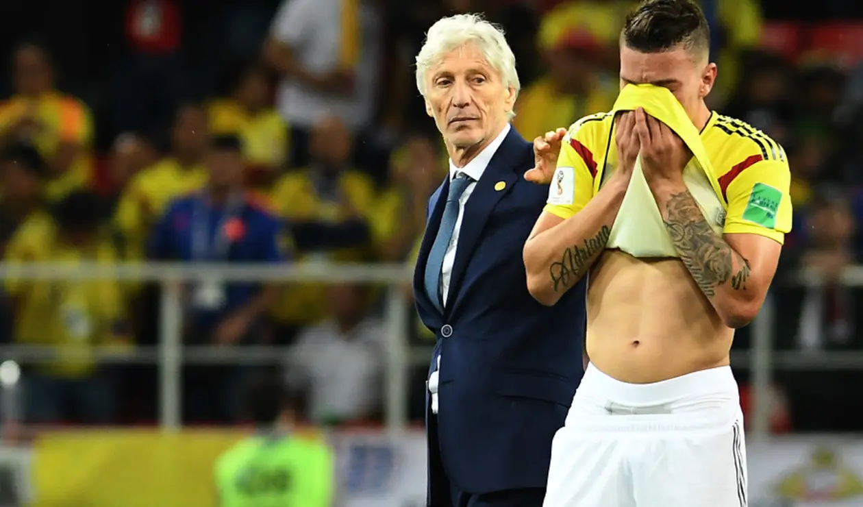 José Pékerman y Mateus Uribe con la Selección Colombia en Rusia 2018