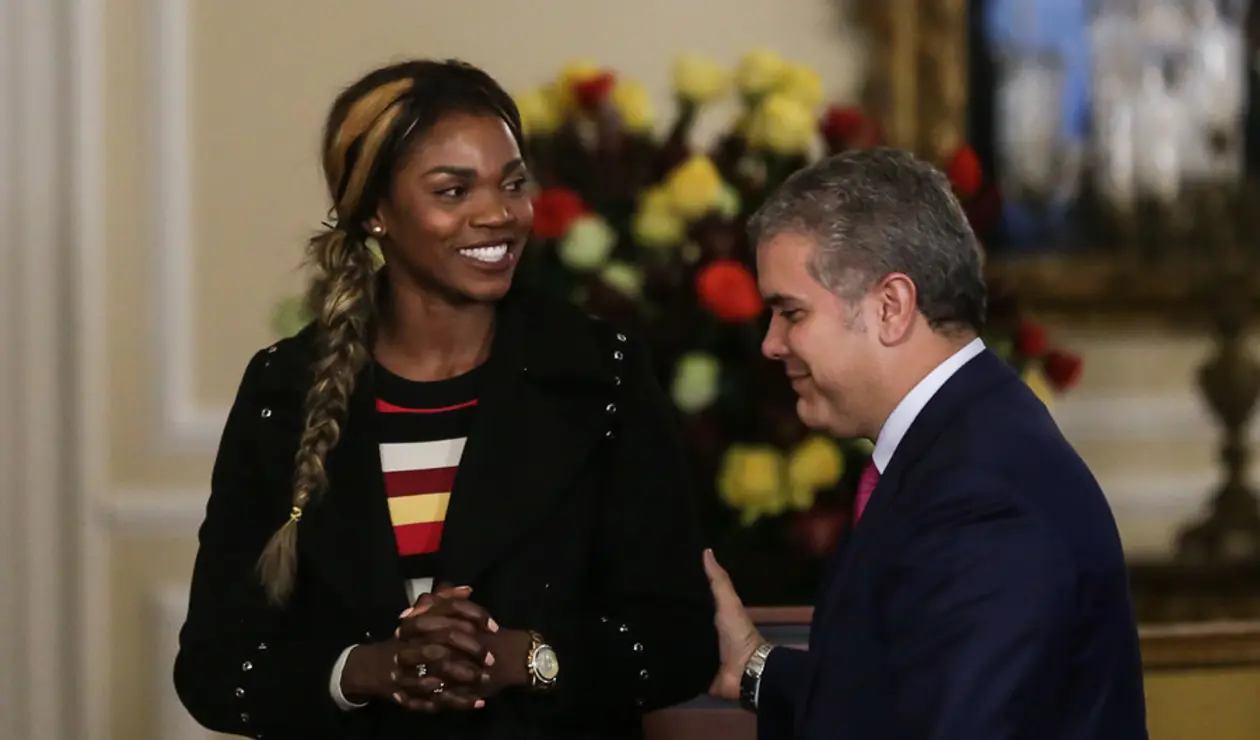 Caterine Ibargüen y el presidente Iván Duque