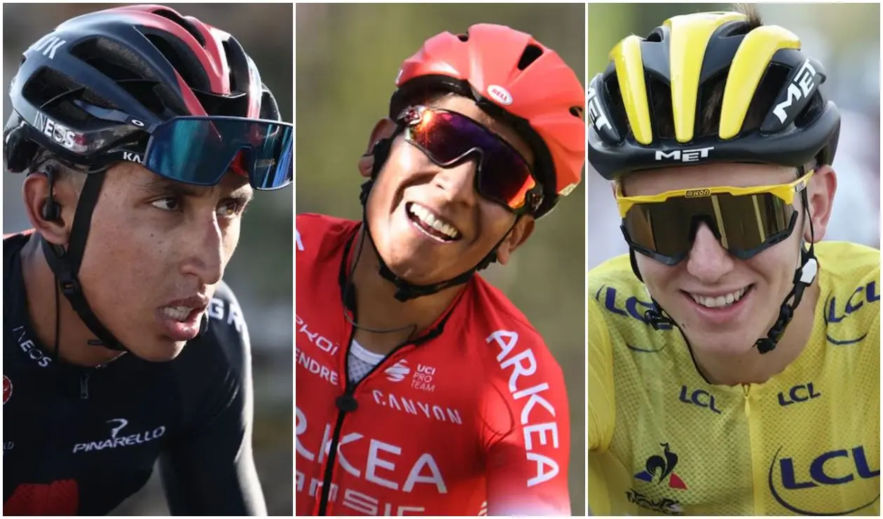 Egan Bernal, Nairo Quintana y Tadej Pogacar