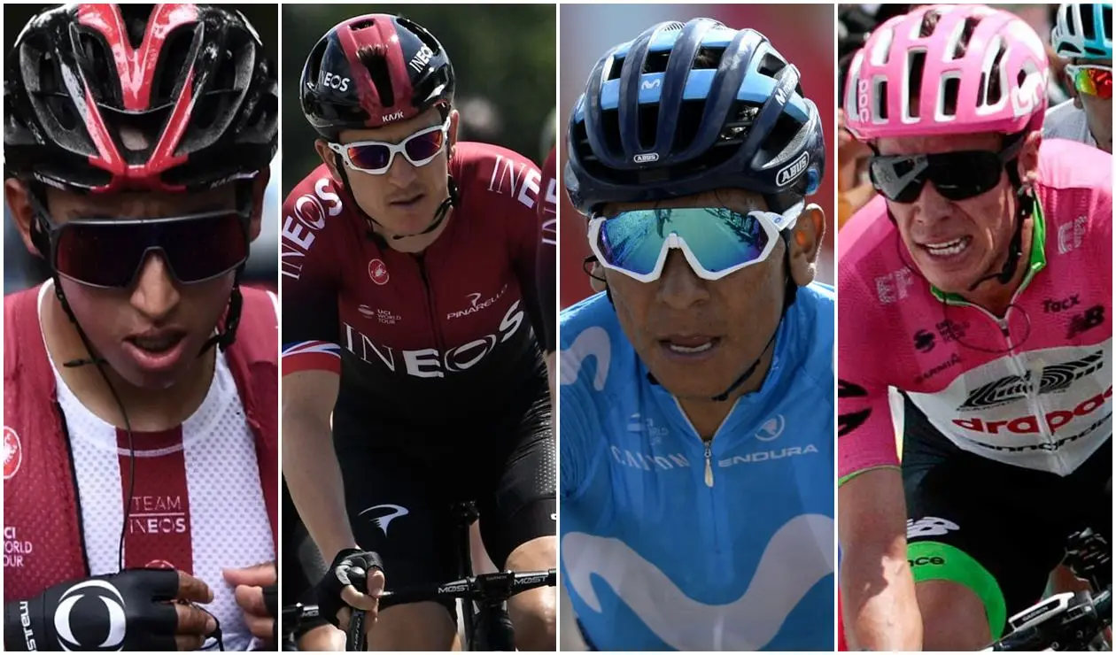 Egan Bernal, Geraint Thomas, Nairo Quintana y Rigoberto Urán