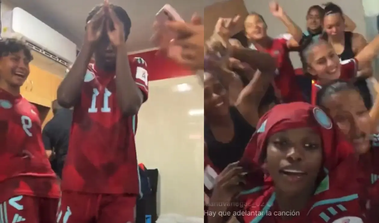 Festejo de la Selección Colombia Femenina sub 17 tras llegar a la final del Mundial.