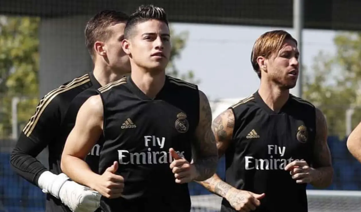 James Rodríguez, entrenando con el Real Madrid