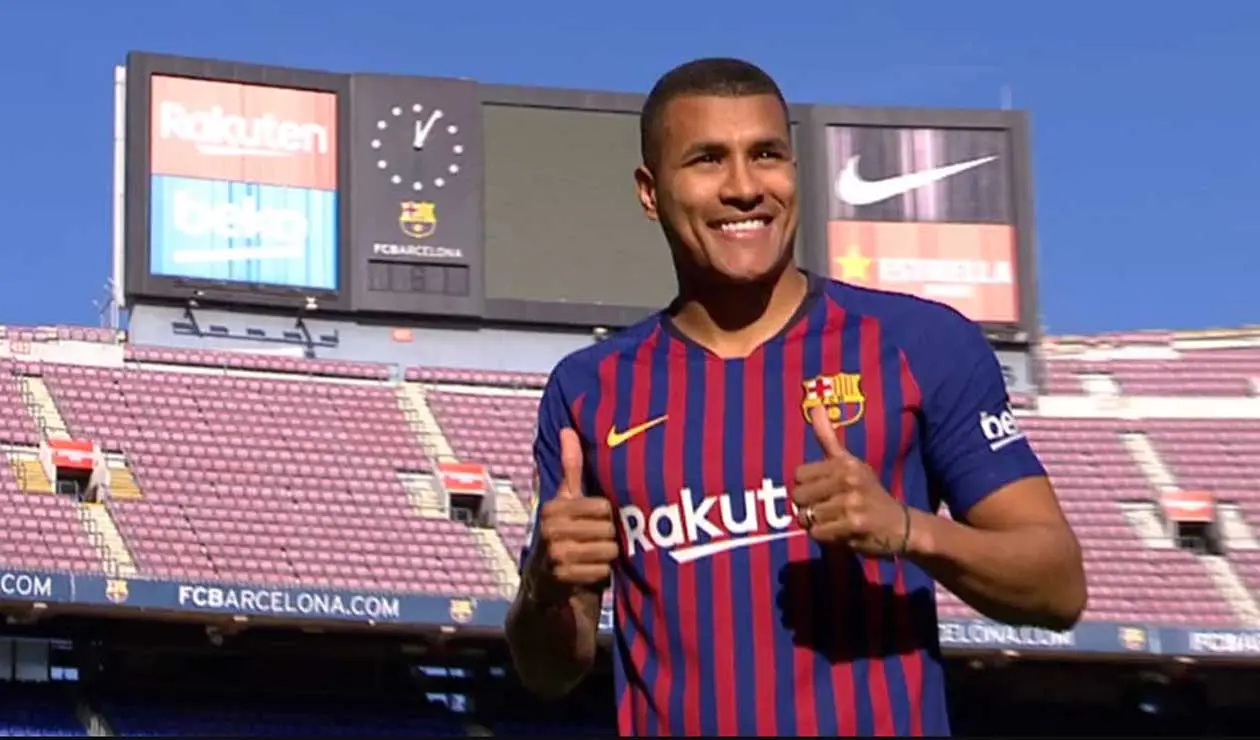 Jeison Murillo en la presentación con el Barcelona