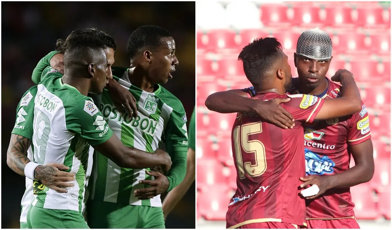 Jugadores de Atlético Nacional y Deportes Tolima