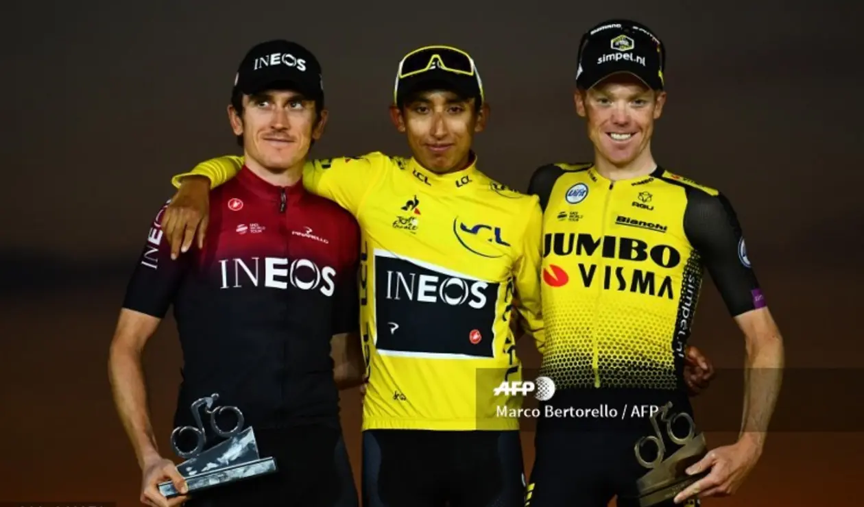 Tour de Francia - podio Egan Bernal campeón Tour de Francia