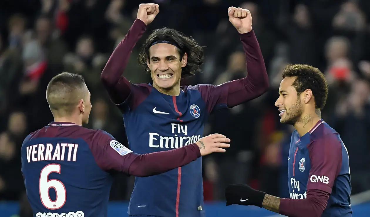 Marco Verratti, Edinson Cavani y Neymar
