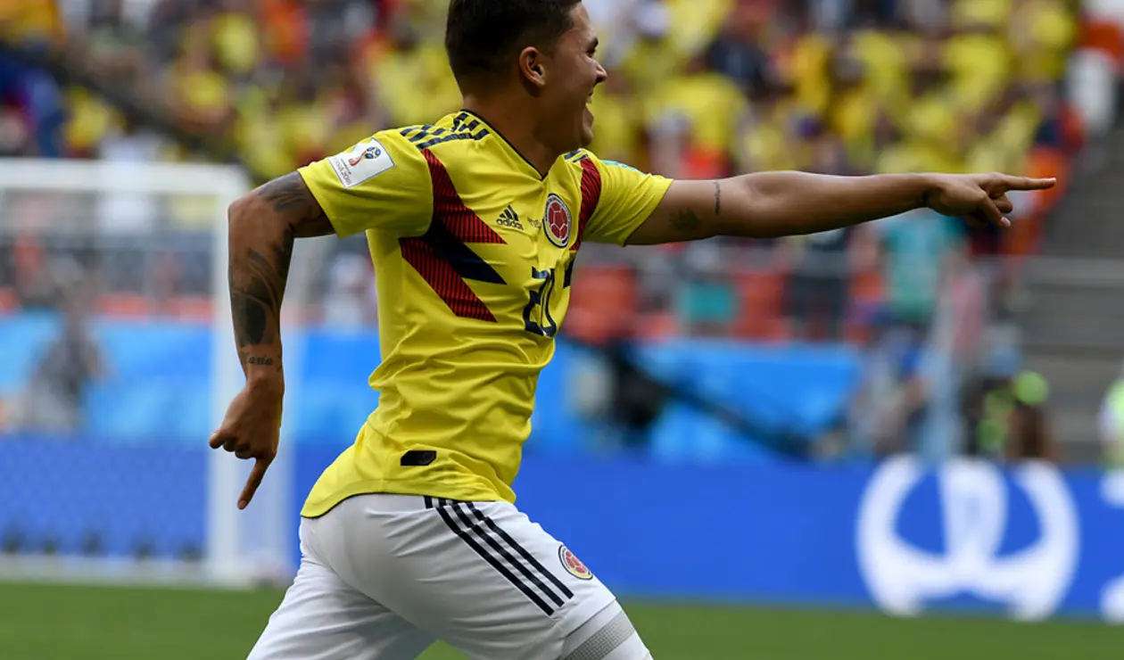 Juan Fernando Quintero celebrando su gol ante Japón en Rusia 2018