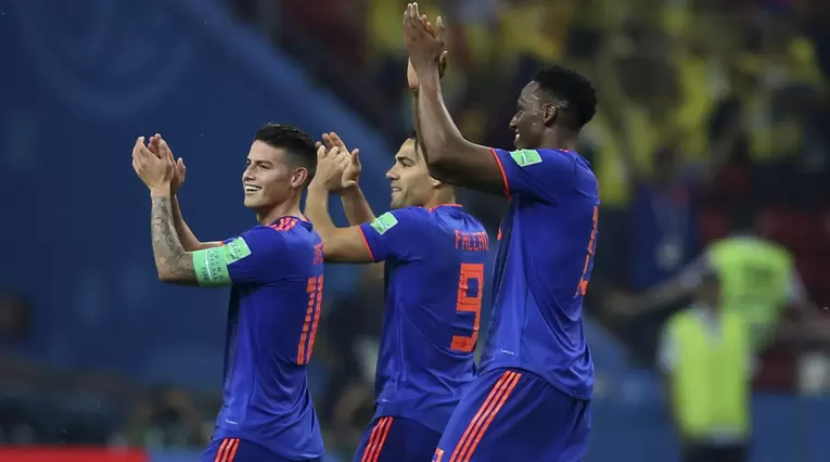 Jugadores de la Selección Colombia celebrando
