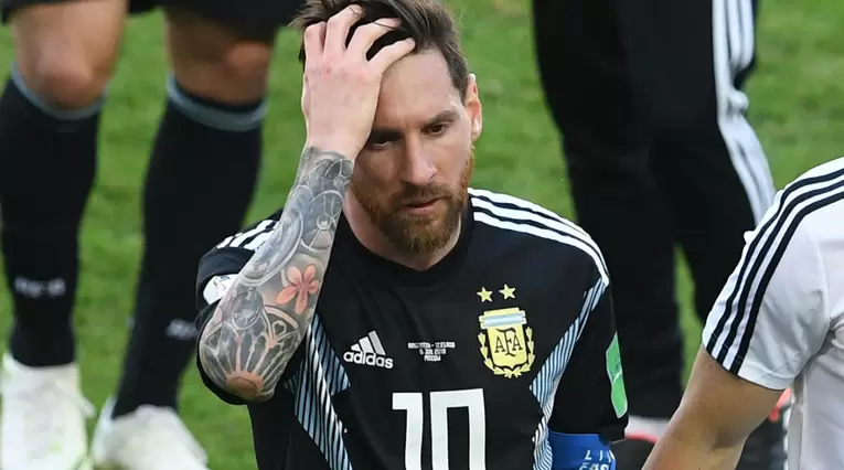 Lionel Messi después del juego entre Argentina e Islandia