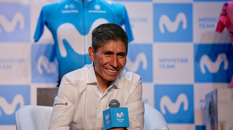 Nairo Quintana, ciclista colombiano al servicio de Movistar Team, en Bogotá