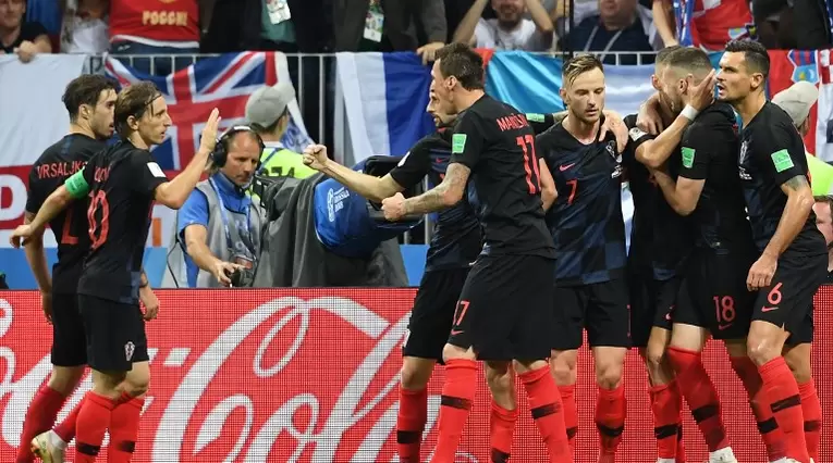 Croacia celebrando la igualdad ante Inglaterra en las semifinales de Rusia 2018.