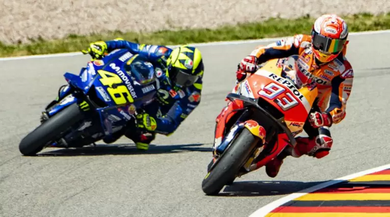 Marc Márquez y Valentino Rossi en el Gran Premio de MotoGP de Alemania