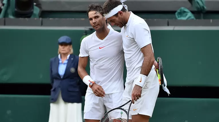 Rafael Nadal y Juan Martín Del Potro en los cuartos de final de Wimbledon
