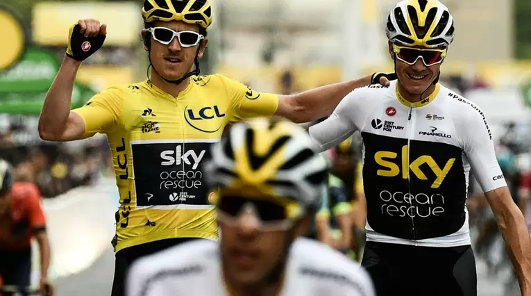 Geraint Thomas y Chris Froome, del Team Sky, en el Tour de Francia 2018