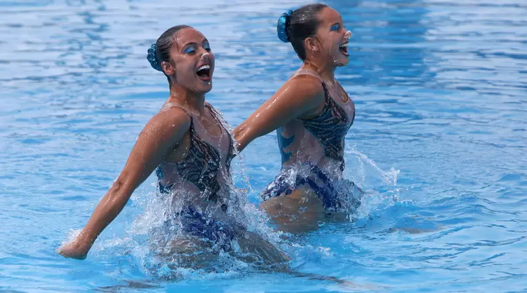 La pareja colombiana en el nado sincronizado de los Juegos Centroamericanos y del Caribe Barranquilla 2018  