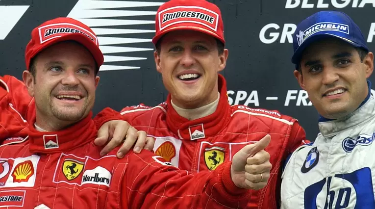 Michael Schumacher, Rubens Barrichello y Juan Pablo Montoya