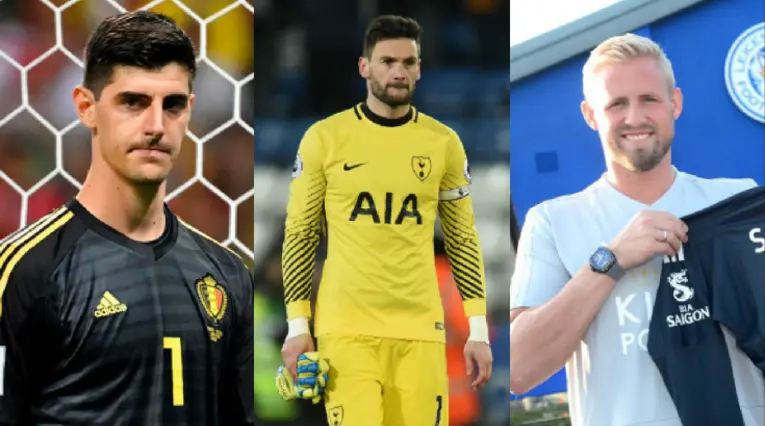 Thibaut Courtois (Real Madrid), Hugo Lloris (Tottenham Hotspur) y Kasper Schmeichel (Leicester City)