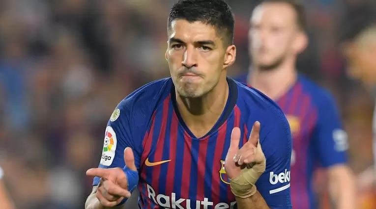 Luis Suárez celebrando el tercer gol del Barcelona ante Sevilla