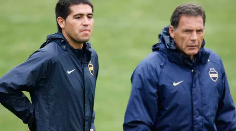 Juan Román Riquelme y Miguel Ángel Russo en Boca Juniors