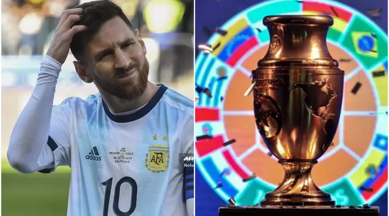 Lionel Messi y el trofeo de la Copa América