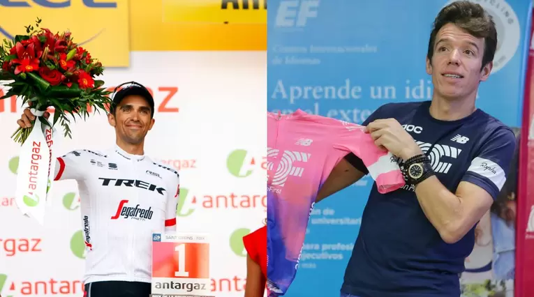 Alberto Contador y Rigoberto Urán