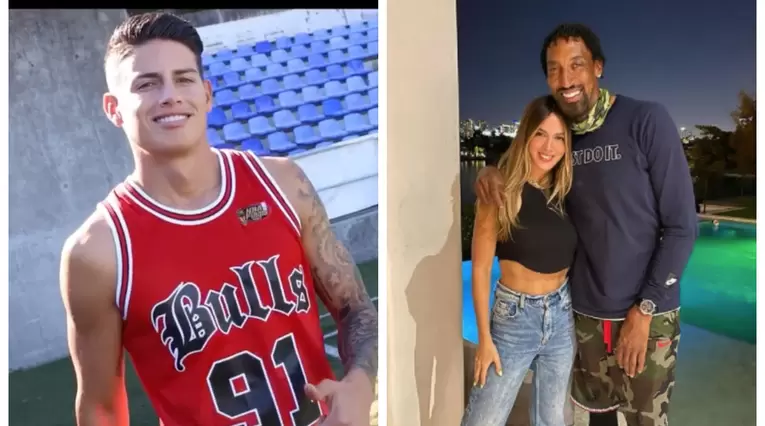 James Rodríguez, Shannon de Lima y Scottie Pippen