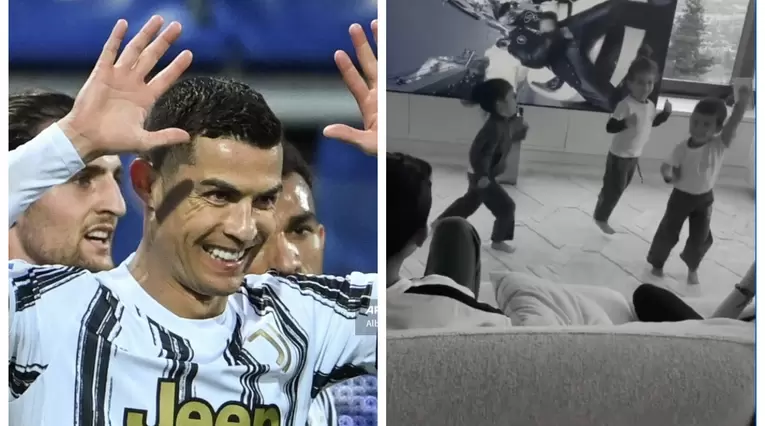 Cristiano Ronaldo; hijos de CR7 bailando