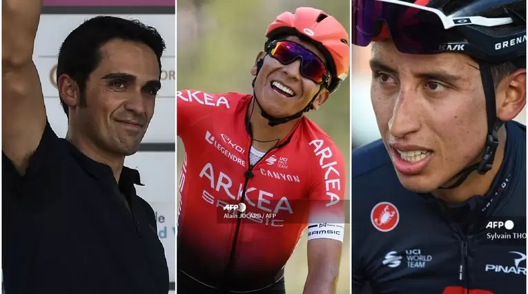 Alberto Contador, Nairo Quintana y Egan Bernal