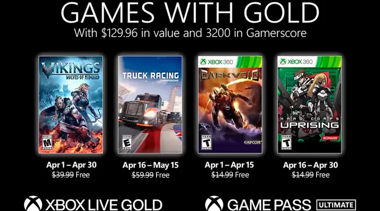 Xbox games gold para abril de 2021