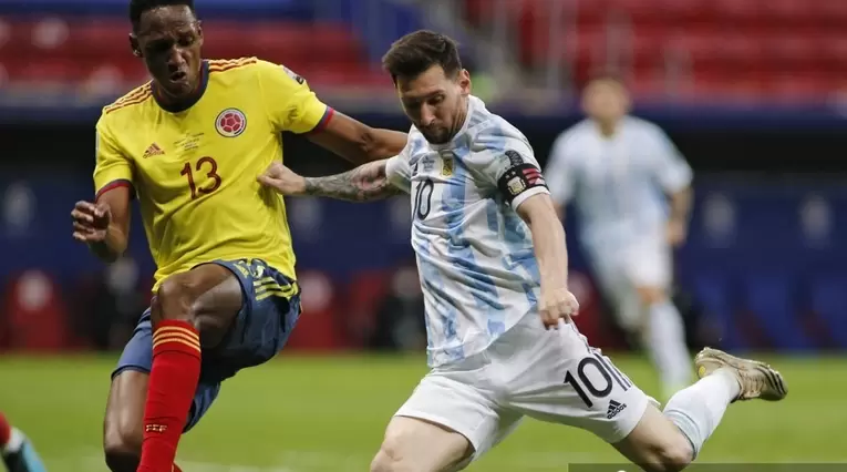 Yerry Mina y Lionel Messi - Copa América