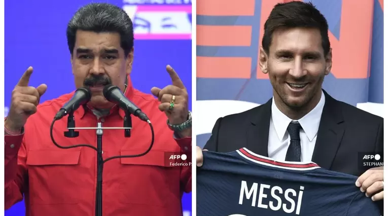 Nicolás Maduro y Lionel Messi