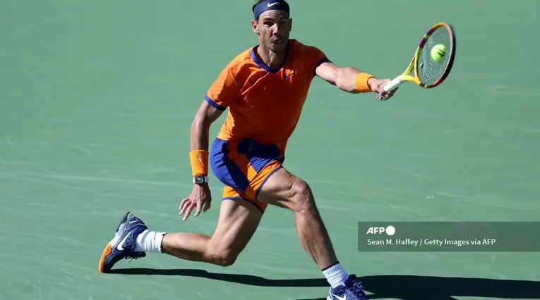 Rafael Nadal jugando en Indian Wells-2022
