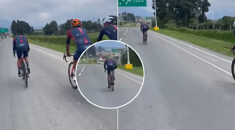 Egan Bernal en bicicleta tras el accidente