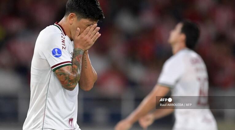 Jugadores de Fluminense en la derrota ante Junior por Copa Sudamericana.