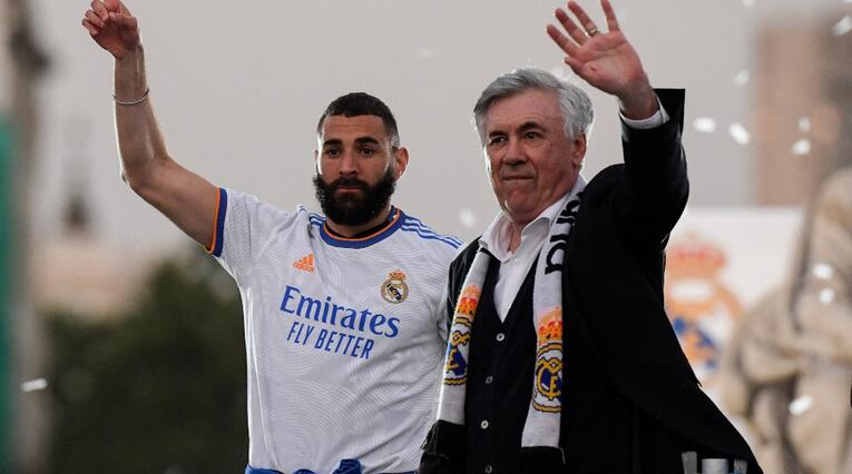 Karim Benzeman junto a Carlo Ancelotti, Real Madrid