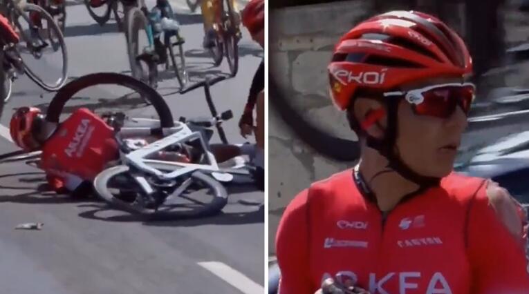 Caída de Nairo Quintana en el Tour de Turquía